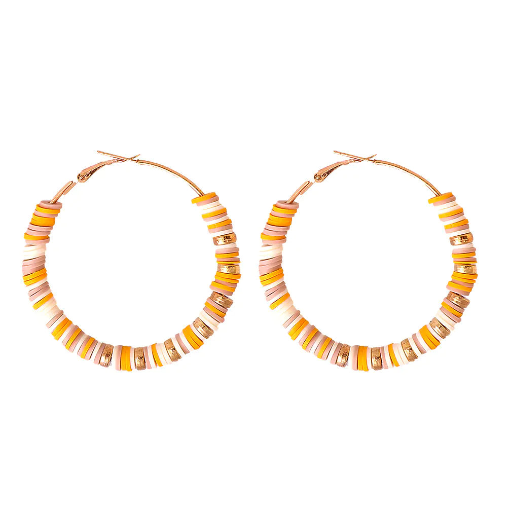 Bohemian Geometric Circle Polymer Clay Earrings