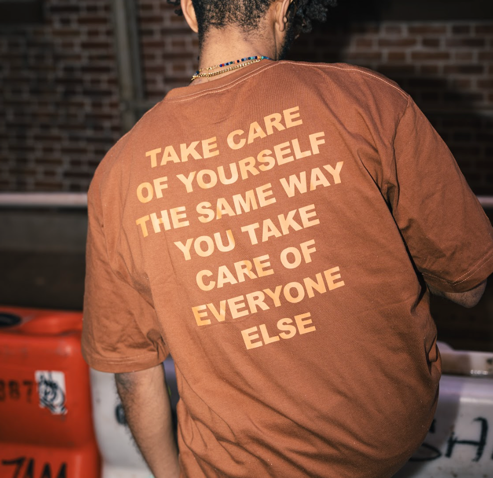 TAKE CARE OF YOURSELF: Embroidered short sleeve t-shirt-0