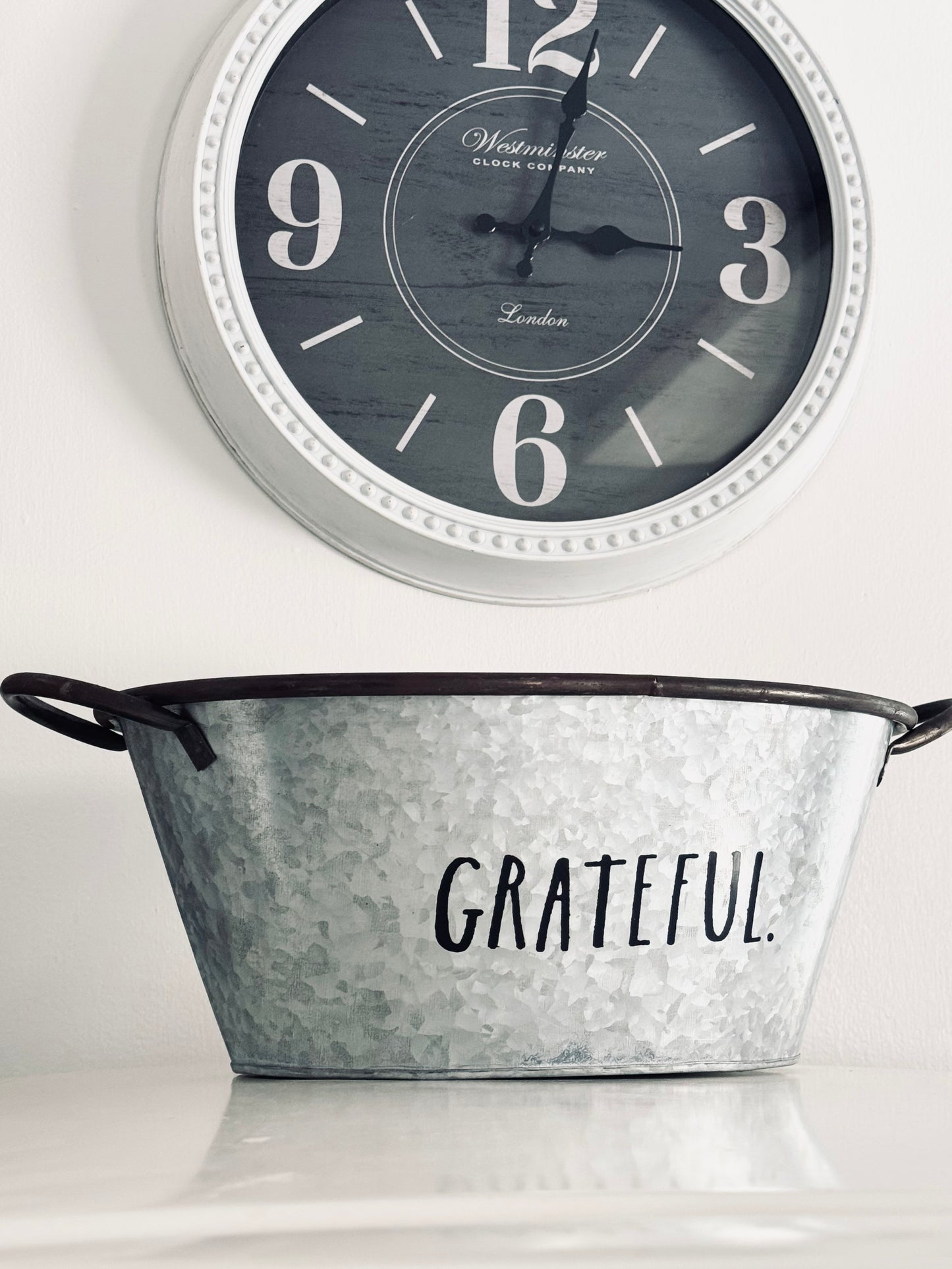 Rae Dunn by Magenta, Galvanized Tin Drink Bucket Etched Grateful, Kitchen Accent