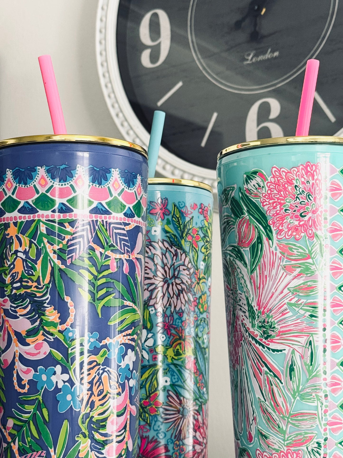 Lilly Pulitzer, Insulated Tumbler Lid & Straw 24Oz, Style How Do You Like Me Prowl