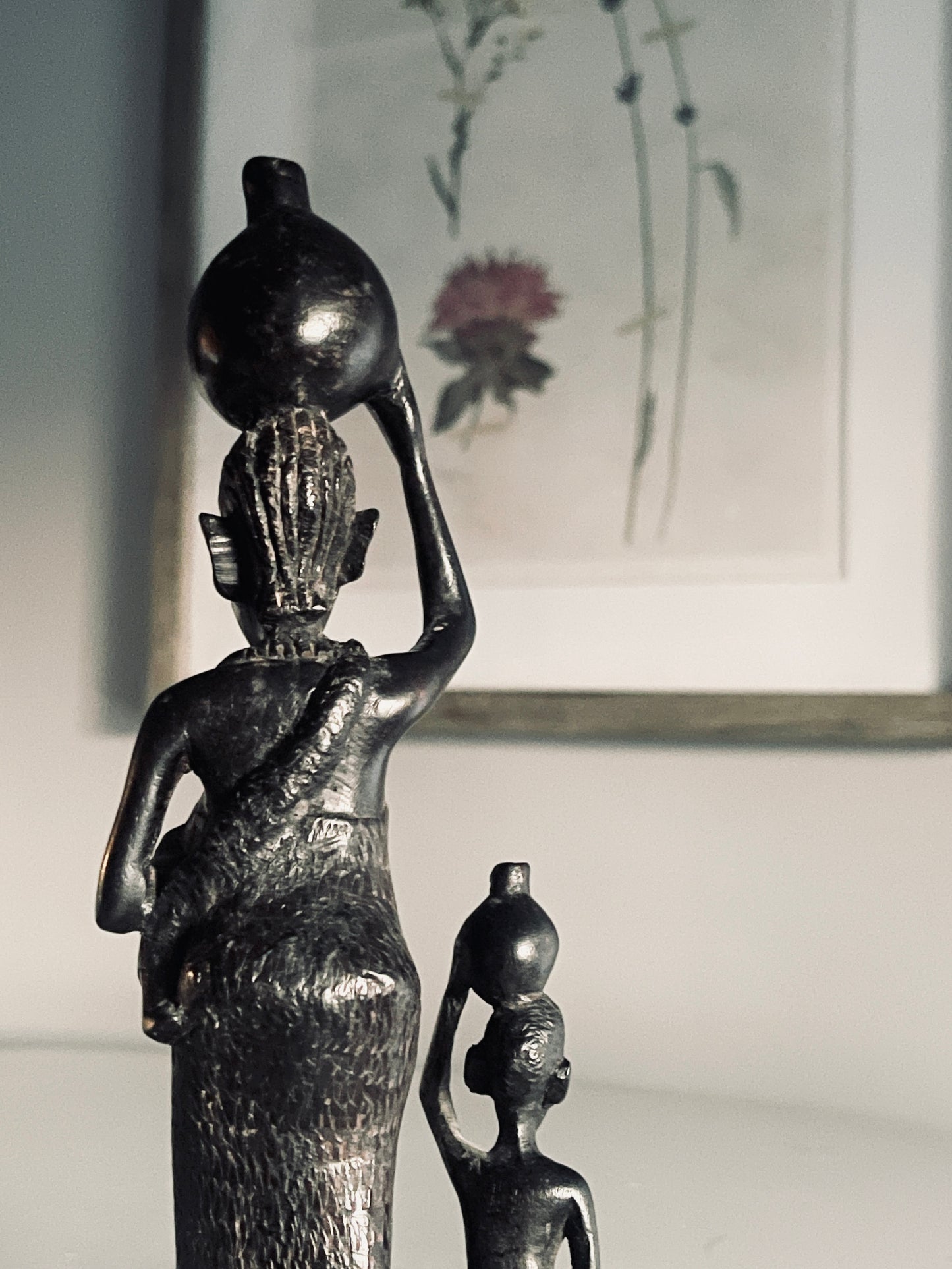 NOVICA Handmade Hardworking Mother and Child, Ebony Wood Sculpture, Black