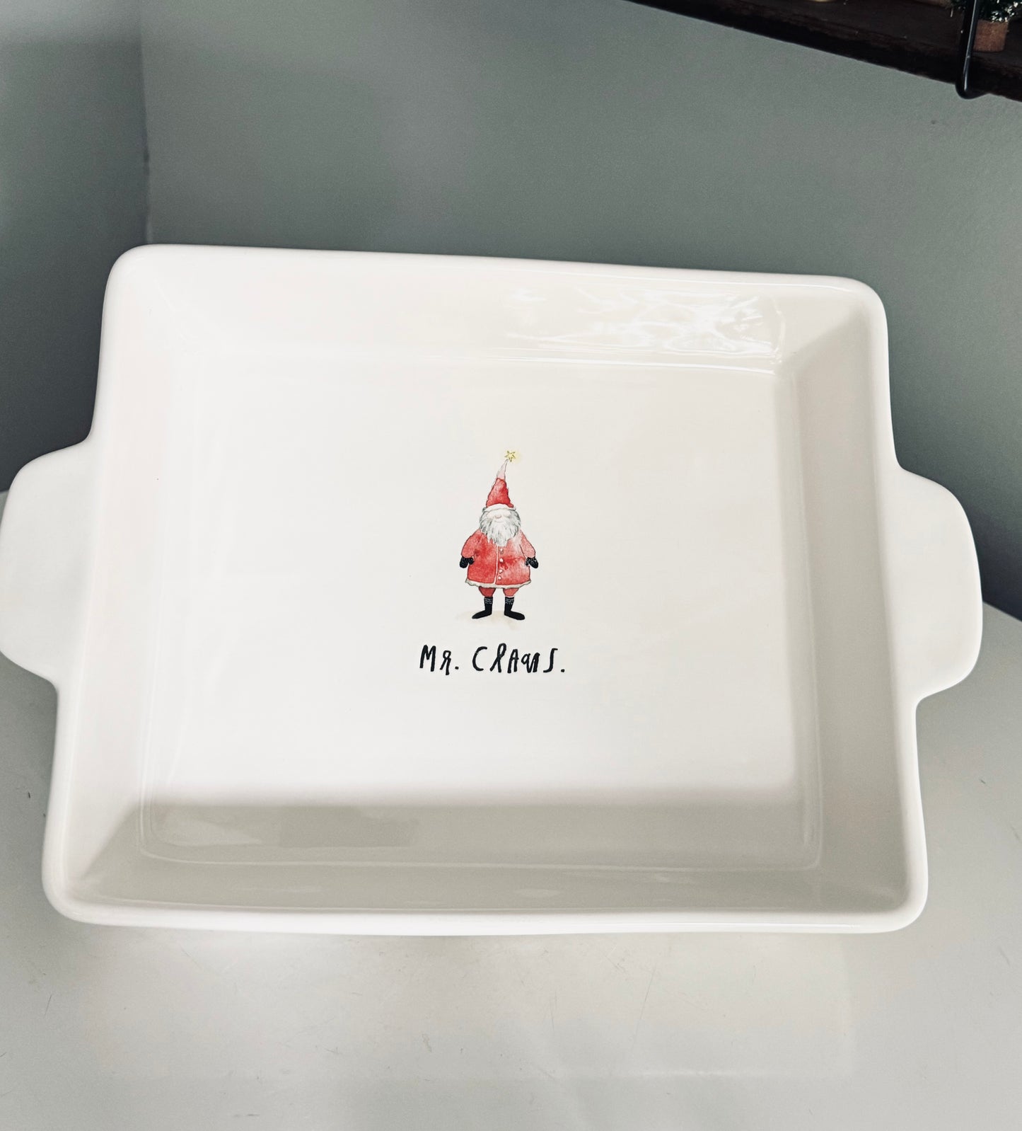 Rae Dunn by Magenta, Ceramic Mr. Claus Large Serveware Baking Dish