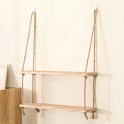 Boho Wall Hanging Shelf - Rustic Floating Shelf
