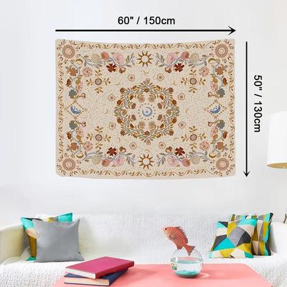 Boho Wall Hanging Tapestry - Sun Moon Stars Decor