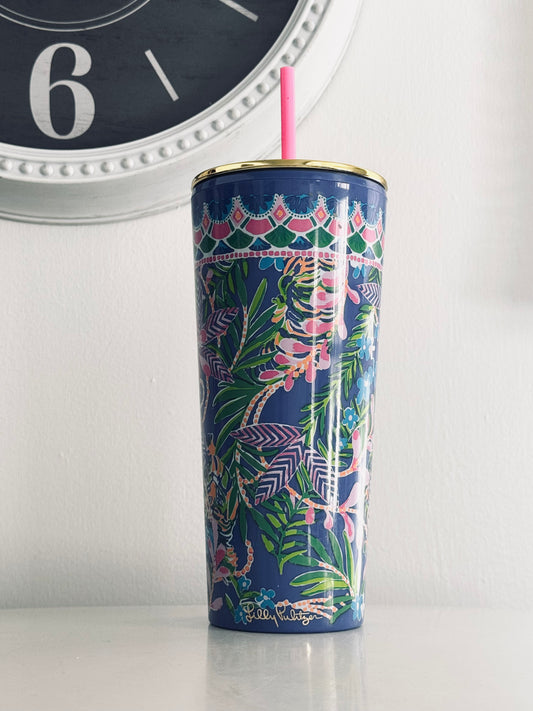 Lilly Pulitzer, Insulated Tumbler Lid & Straw 24Oz, Style How Do You Like Me Prowl