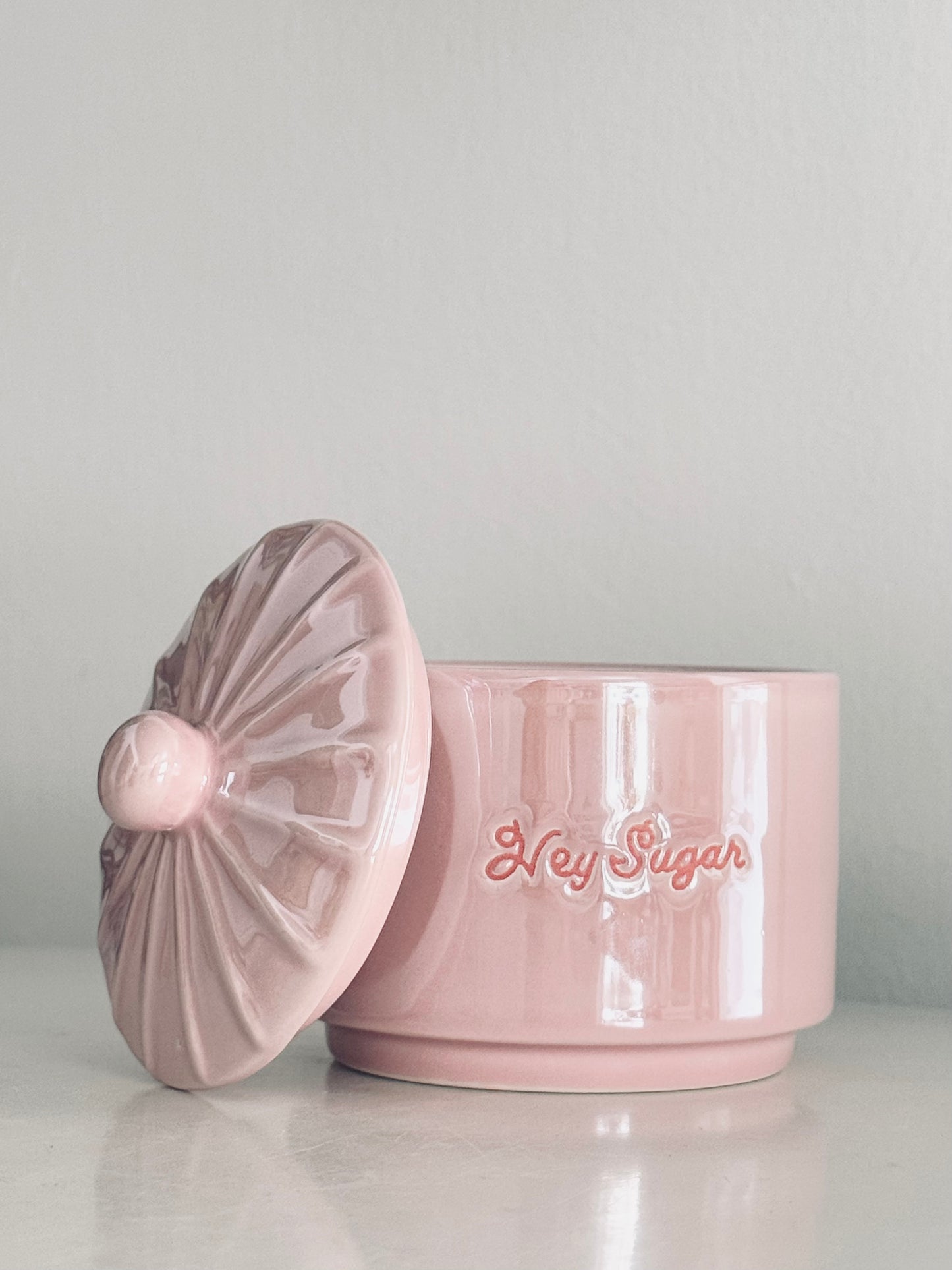 Hey Sugar Covered Sugar Bowl, Romantic Valentine Pink Covered Lid Home Accents Serving