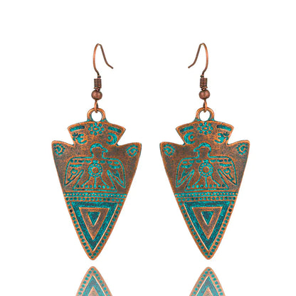 Bohemian Vintage Metal Triangle Pendant Earrings