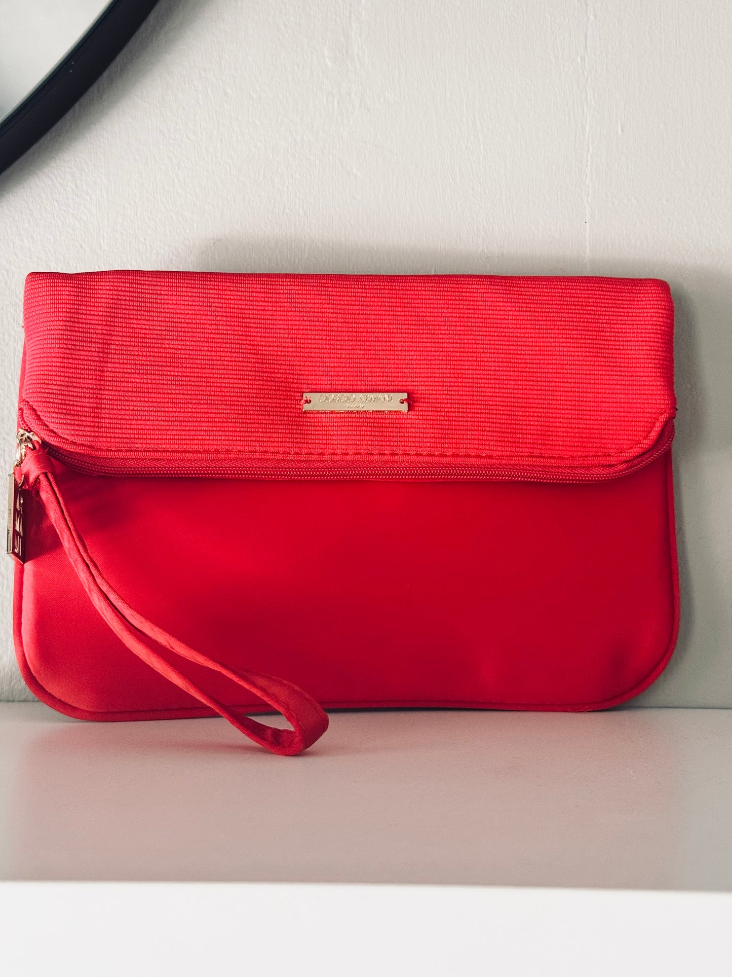 Giorgio Armani, Beauty Pochette, Red Rouge Folded Makeup Clutch