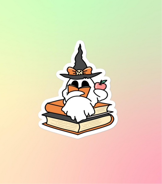 Spooky Bookworm Bubble Sticker