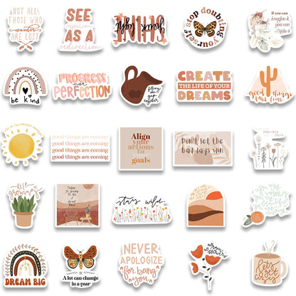 Boho Vintage Inspirational Stickers for Various Surfaces