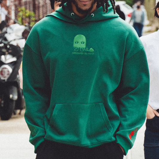 MUKU: Embroidered thick hoodie-0