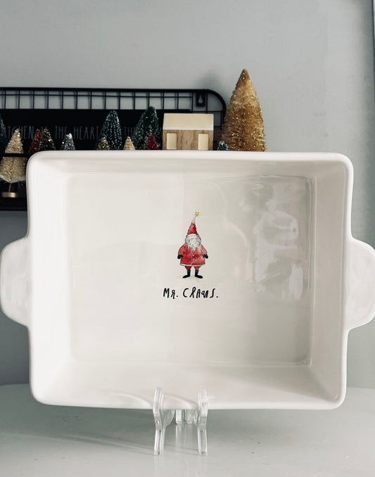 Rae Dunn by Magenta, Ceramic Mr. Claus Large Serveware Baking Dish