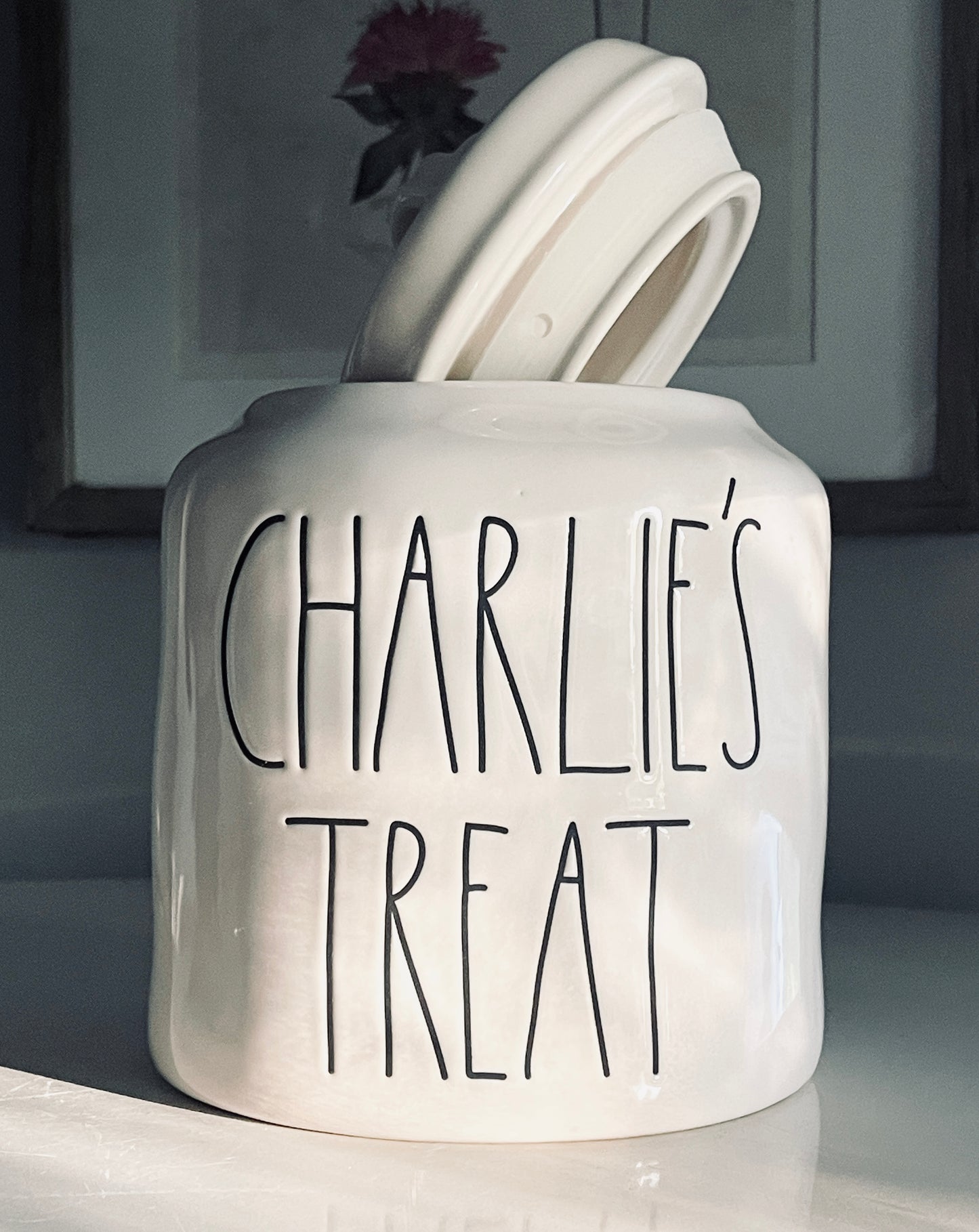 Rae Dunn by Magenta, Extremely Rare Large Ceramic Charlie’s Treat Cookie Jar Canister