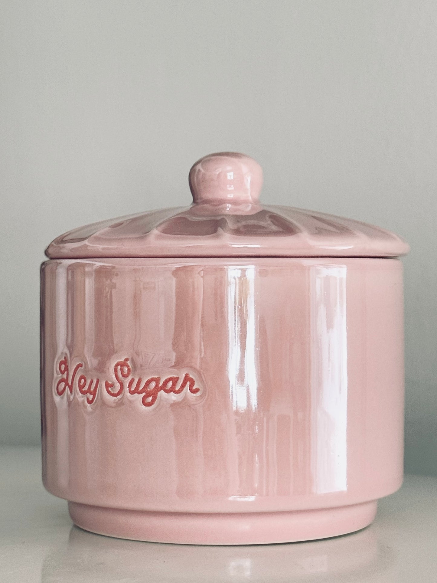 Hey Sugar Covered Sugar Bowl, Romantic Valentine Pink Covered Lid Home Accents Serving