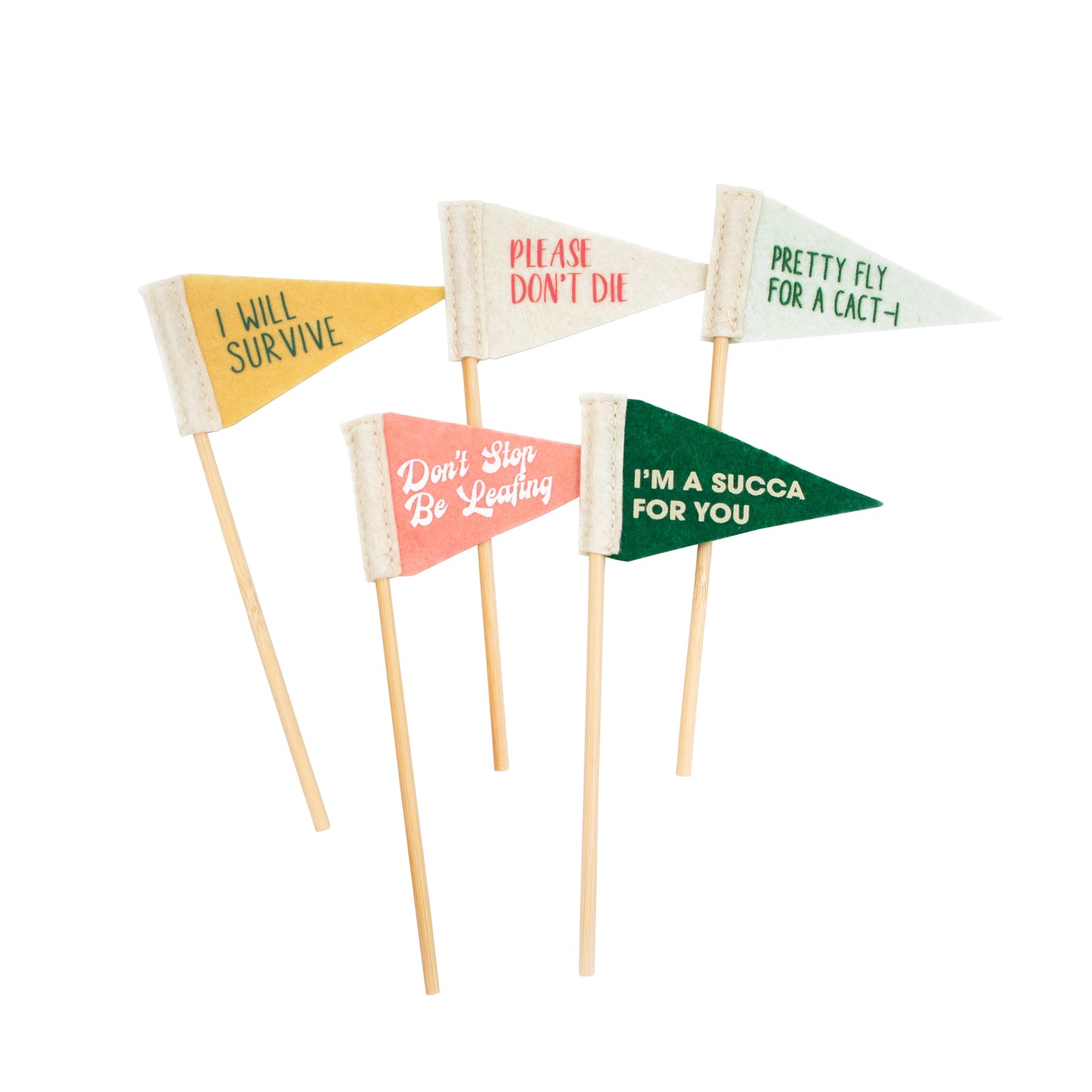 Plant Life, Felt Plant Flags-5 Pack Multicolor