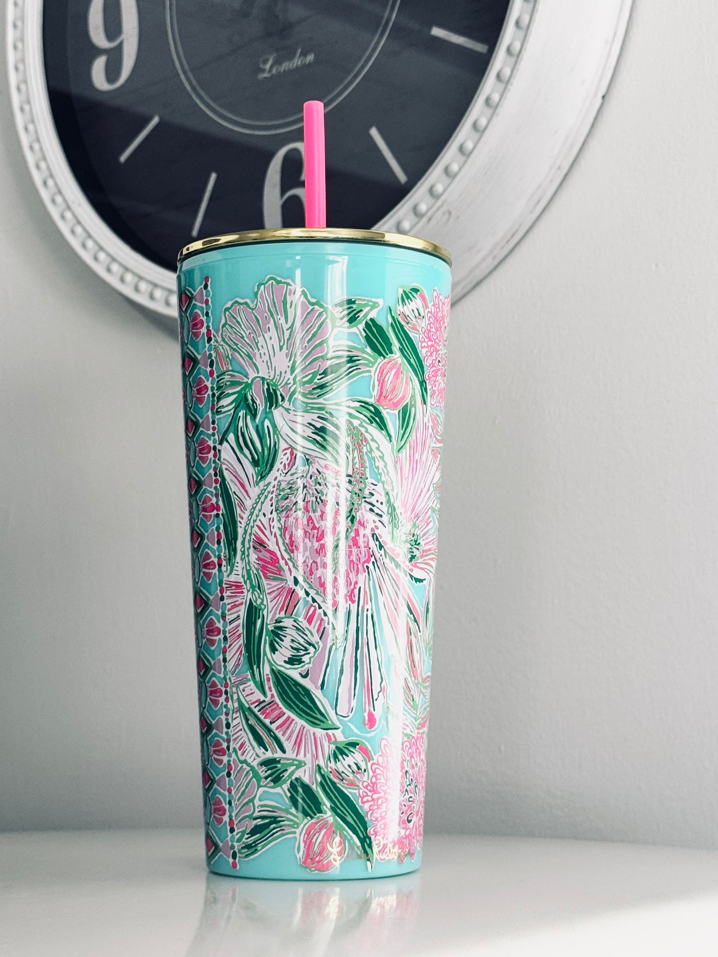 Lilly Pulitzer, Insulated Tumbler Lid & Straw, 24Oz Travel Cup, Style Coming In Hot