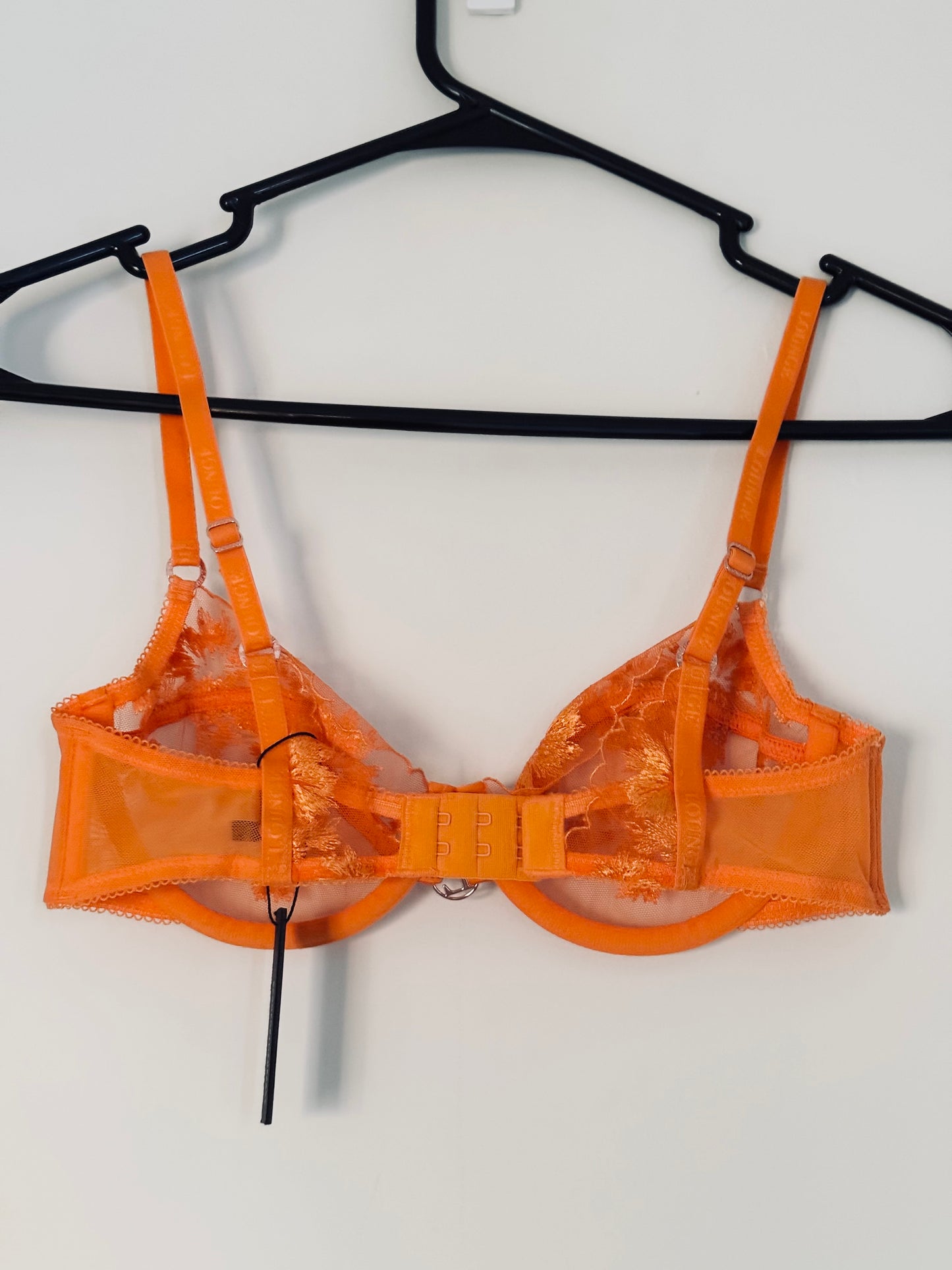 LOUNGE, Sheer Floral Balcony Bra in Orange Lingerie Lace