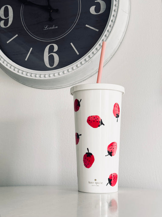 Kate Spade New York, Strawberries Tumbler, Travel Mugs for Work School Home