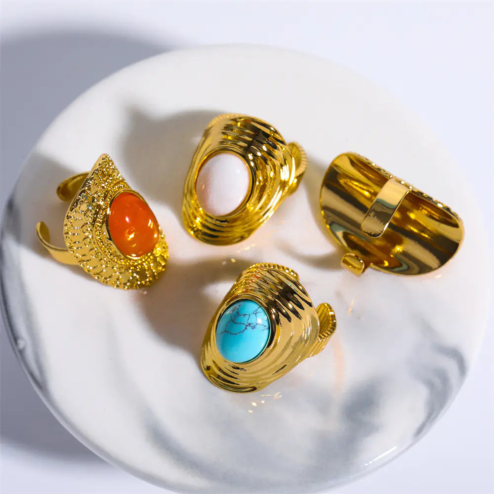 Adjustable Vintage Bohemian Natural Stone Ring