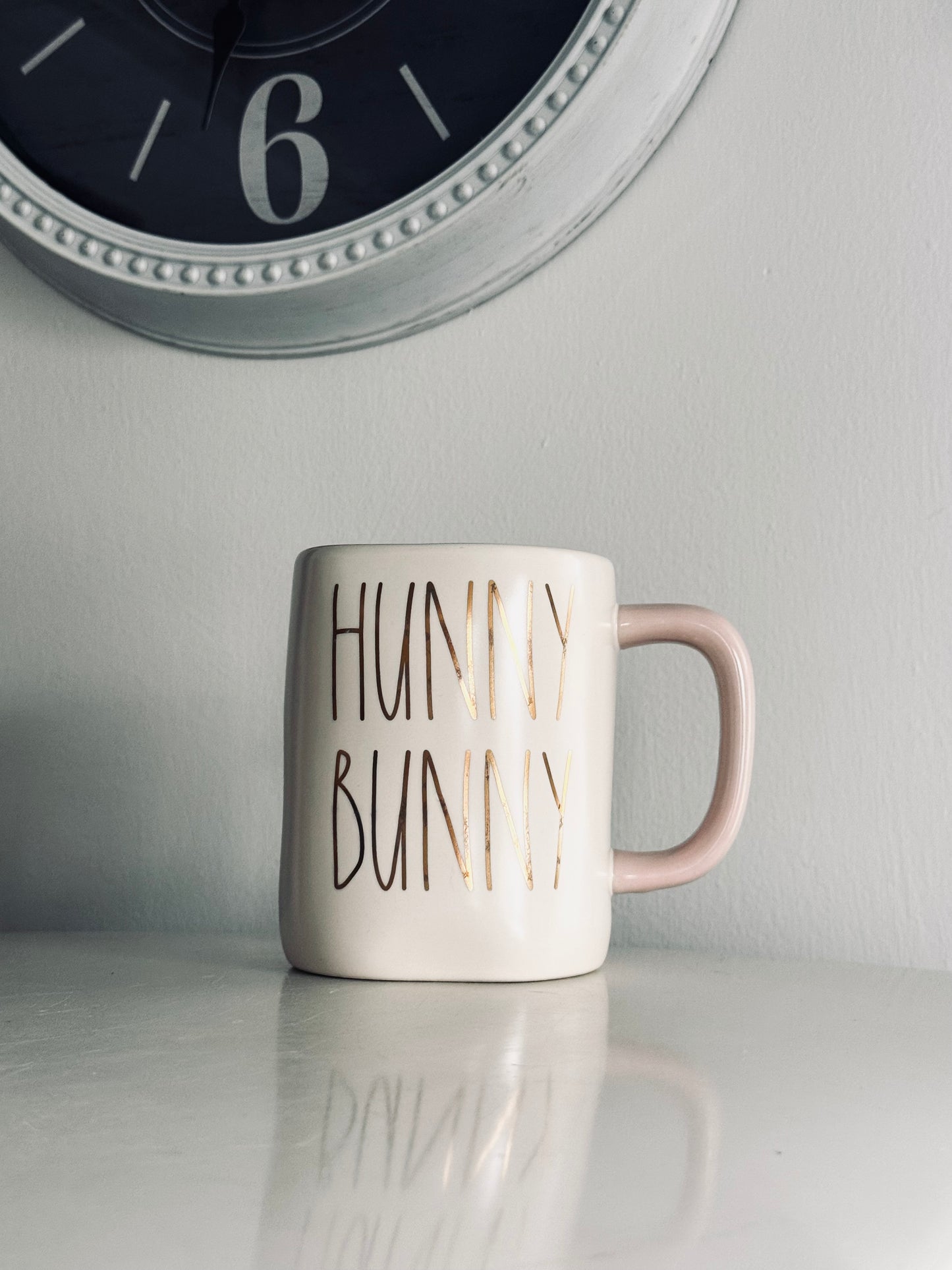 Rae Dunn by Magenta, White and Pink Ceramic Hunny Bunny Coffee Mug, Home Accents