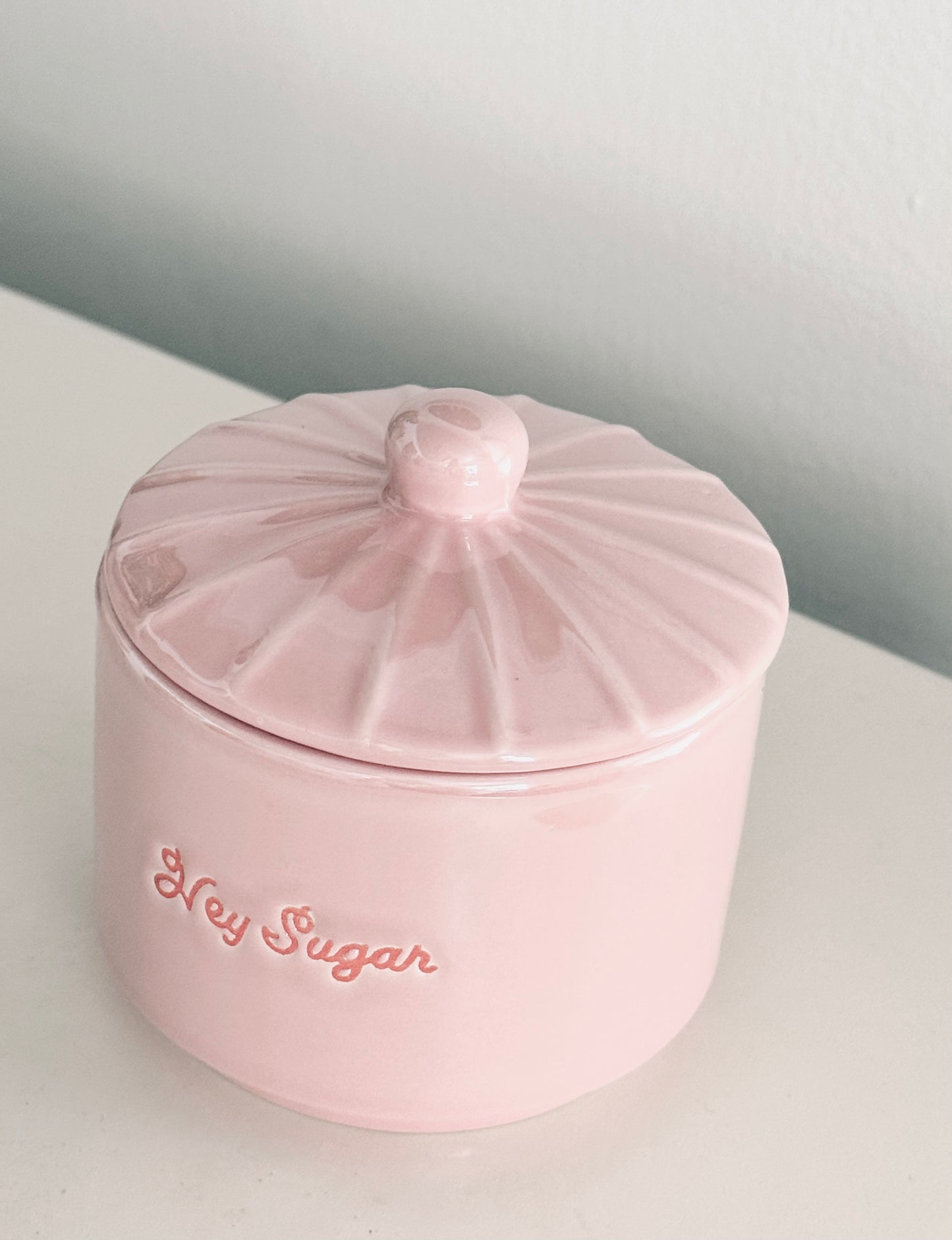 Hey Sugar Covered Sugar Bowl, Romantic Valentine Pink Covered Lid Home Accents Serving