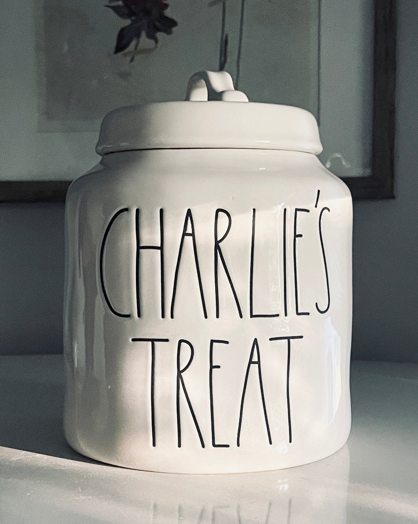 Rae Dunn by Magenta, Extremely Rare Large Ceramic Charlie’s Treat Cookie Jar Canister