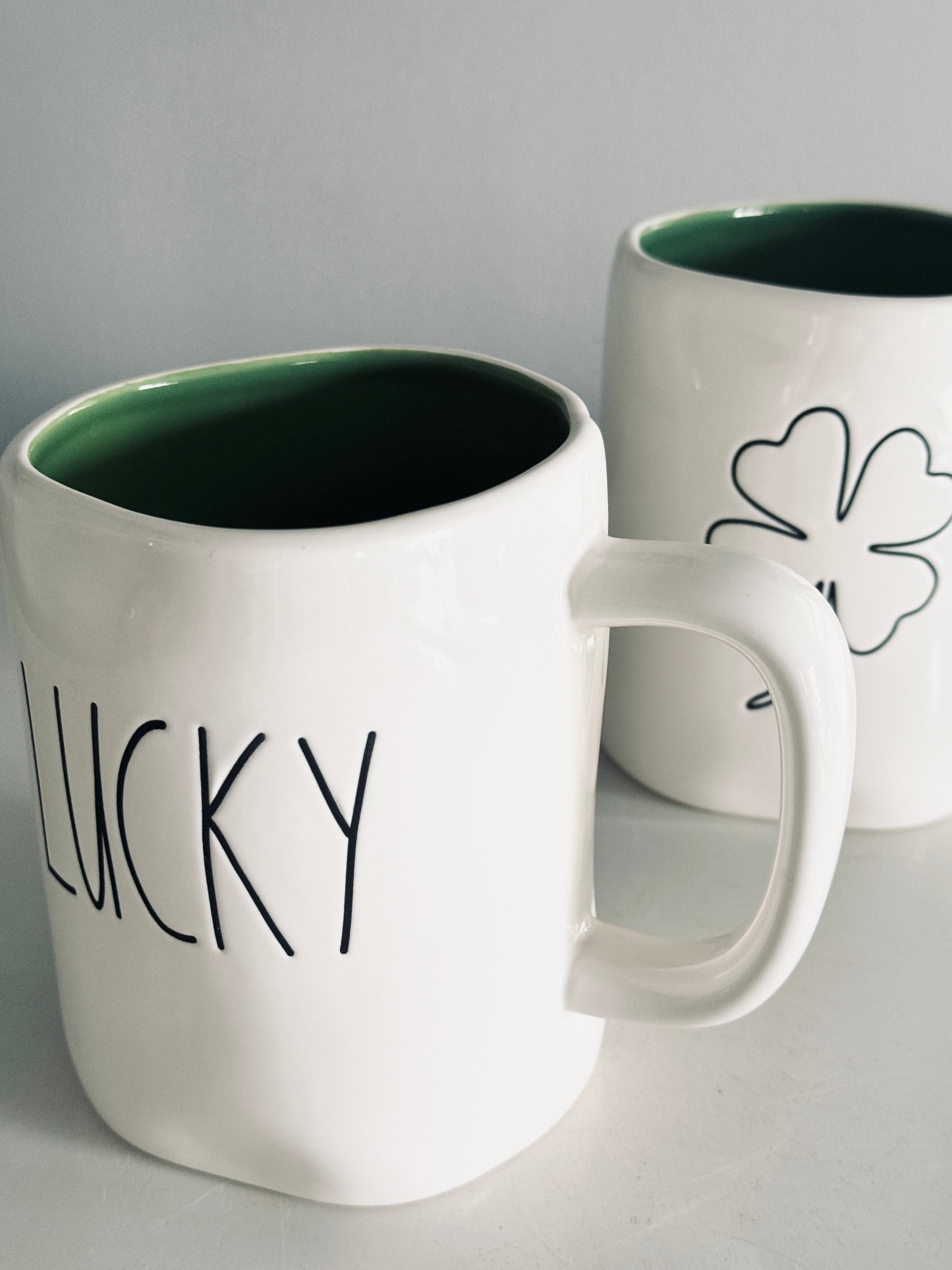 Rae Dunn by Magenta, Set of Two Lucky & Shamrock St. Patrick’s Day Inspired Mugs