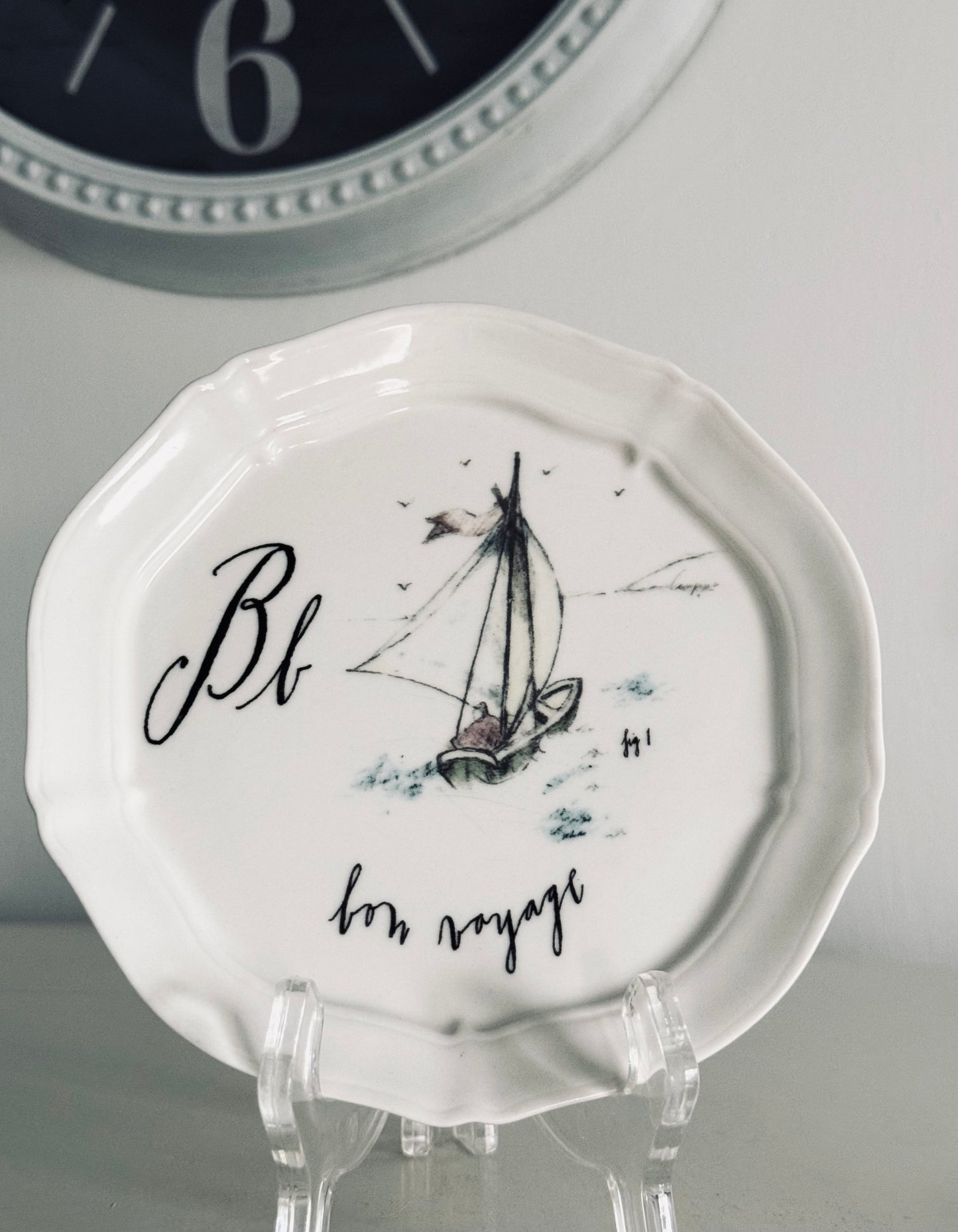 Linea Carta by Dina Pyari, Letter B Plate, Bon Voyage, by Anthropologie Serving Platter Home Accent