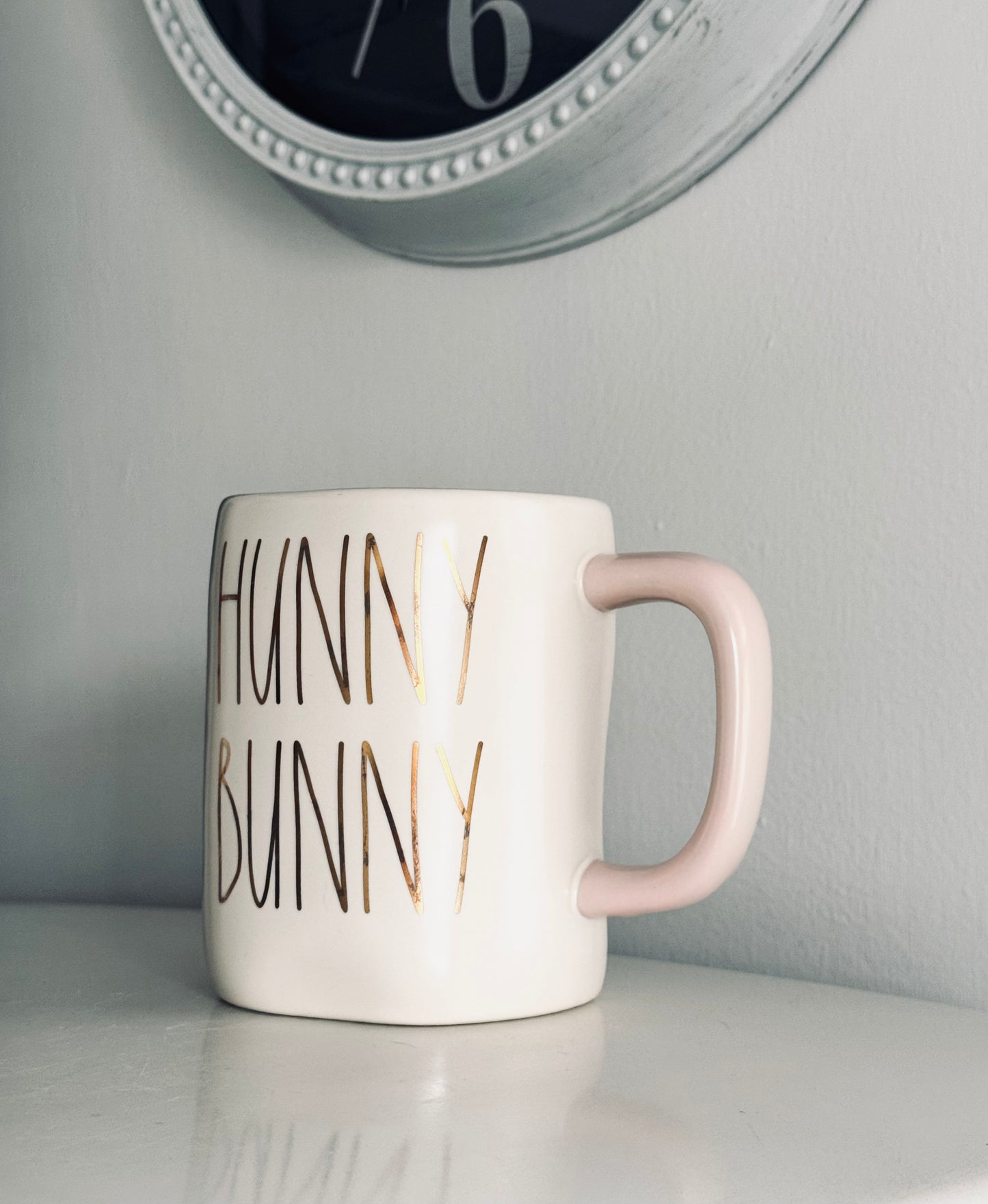 Rae Dunn by Magenta, White and Pink Ceramic Hunny Bunny Coffee Mug, Home Accents