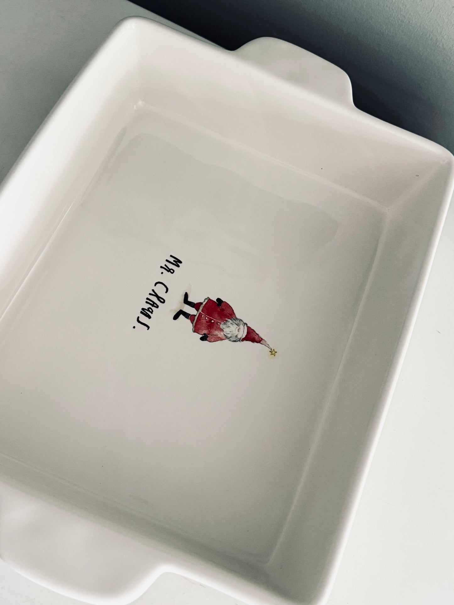 Rae Dunn by Magenta, Ceramic Mr. Claus Large Serveware Baking Dish