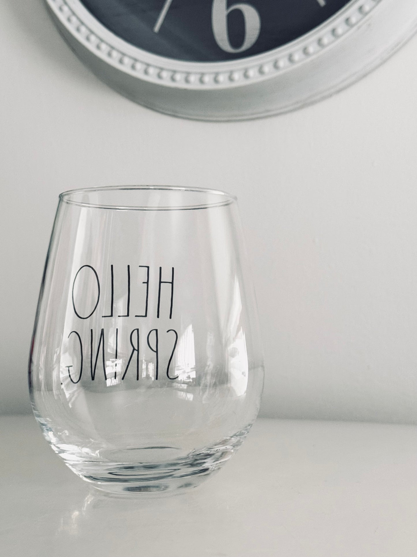 Rae Dunn by Magenta, Etched Hello Spring Wine Glass Kitchen Accents