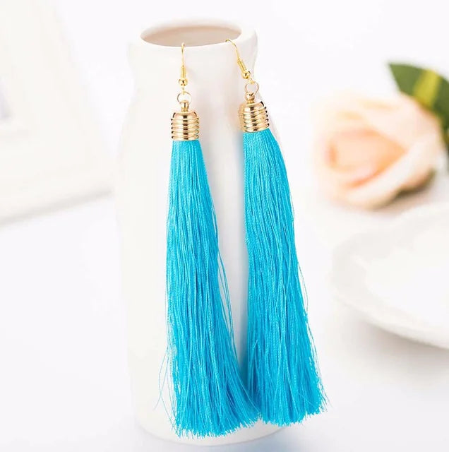 Long Tassel Earrings - Handmade Bohemian Design