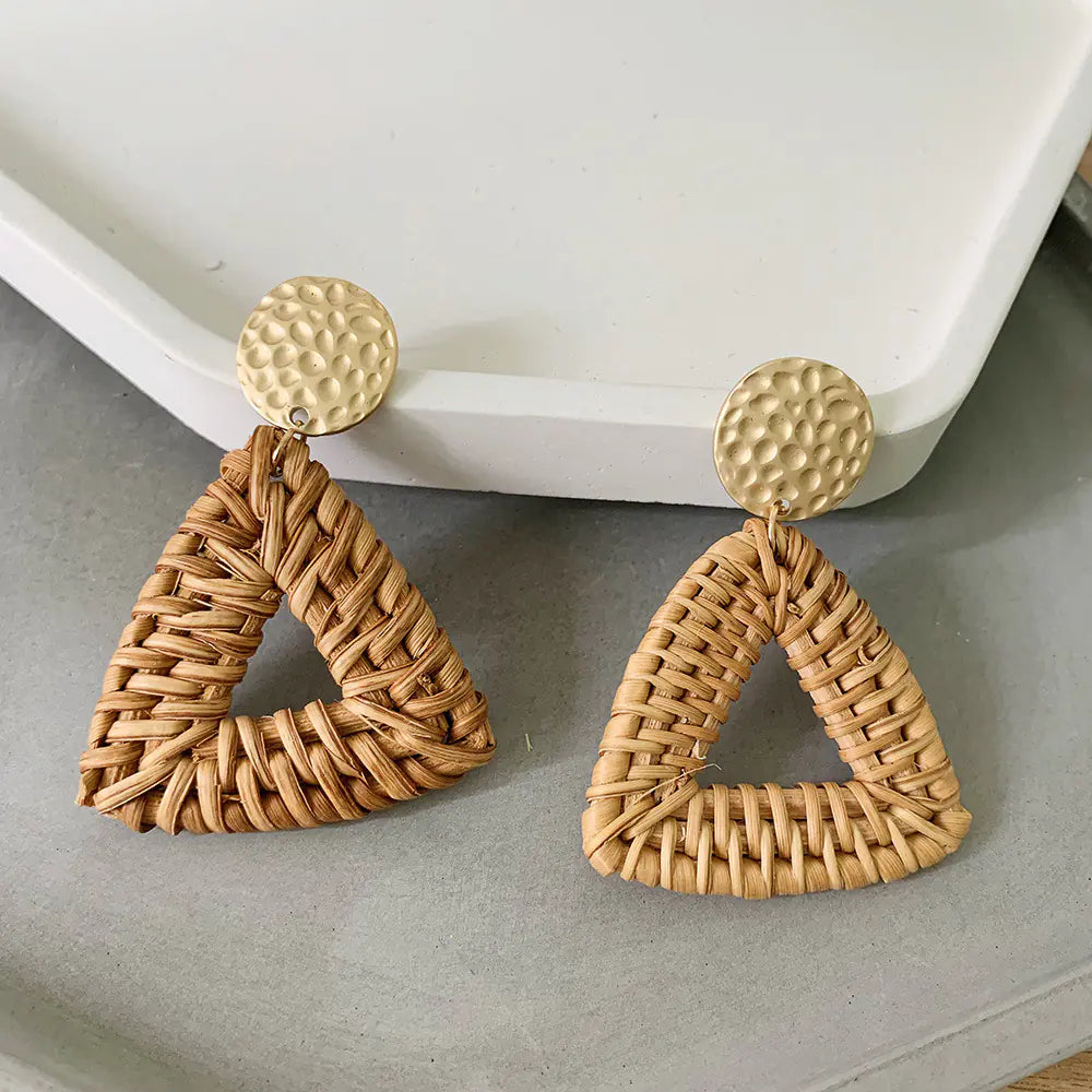 Bohemian Woven Rattan Earrings