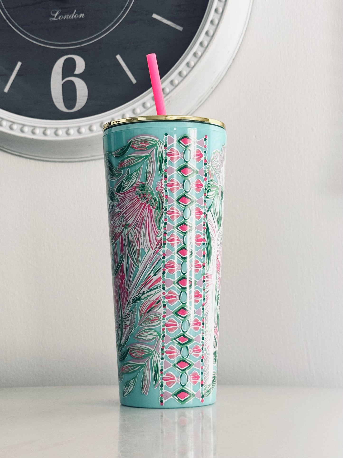 Lilly Pulitzer, Insulated Tumbler Lid & Straw, 24Oz Travel Cup, Style Coming In Hot