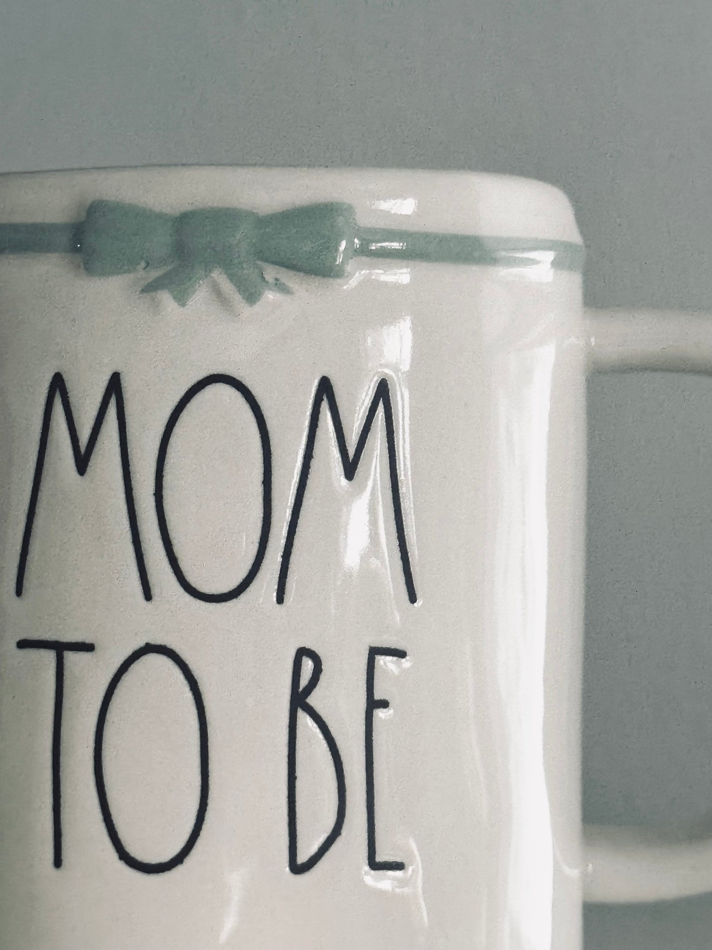 Rae Dunn by Magenta, Ceramic Mom To Be Mug, Blue Ribbon Mug Kitchen Accents