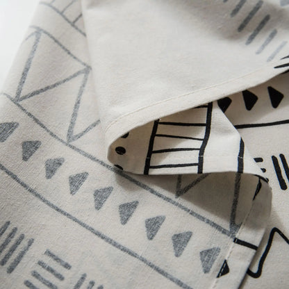 Bohemian Black and White Printed Tablecloth