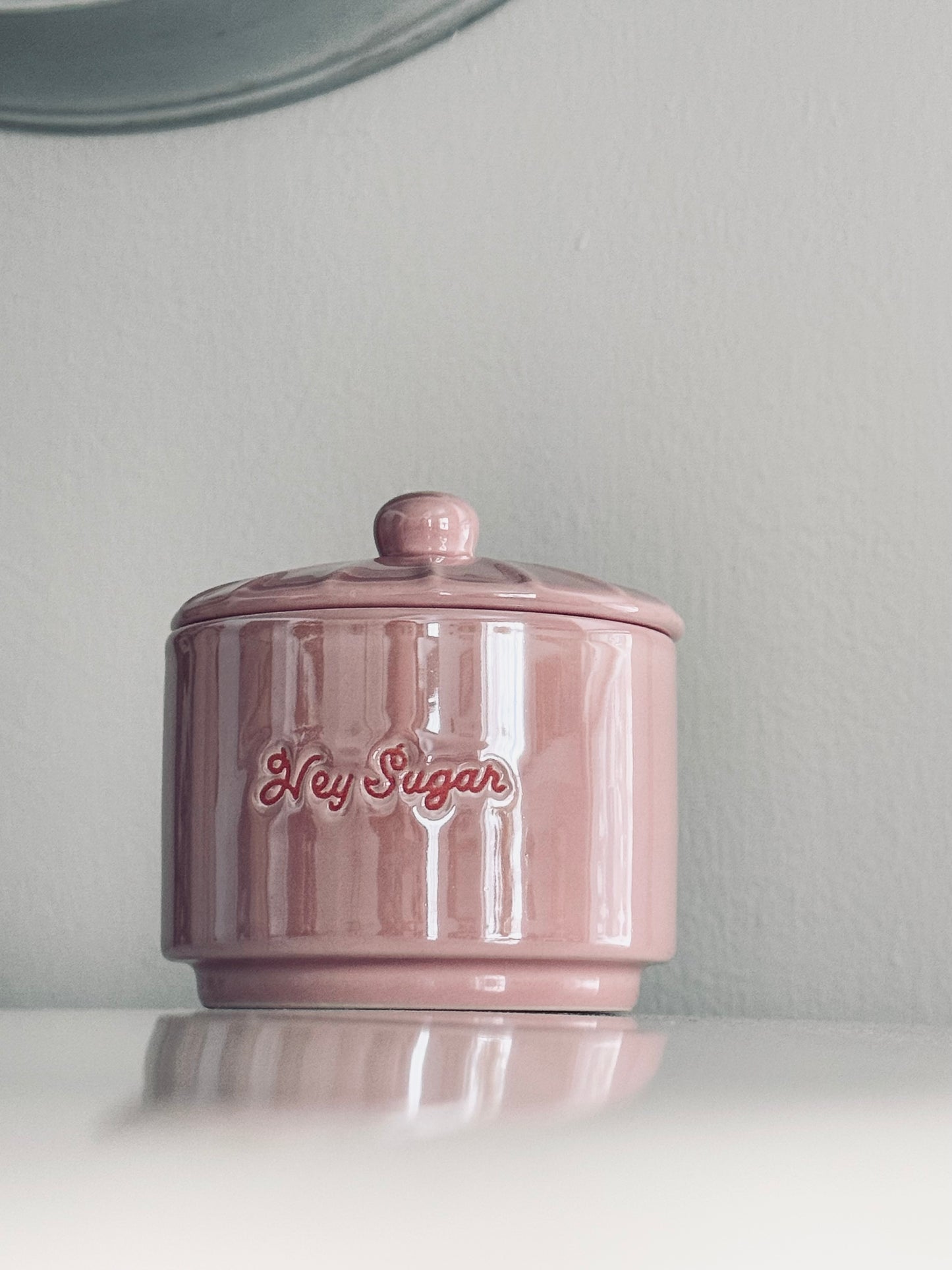 Hey Sugar Covered Sugar Bowl, Romantic Valentine Pink Covered Lid Home Accents Serving