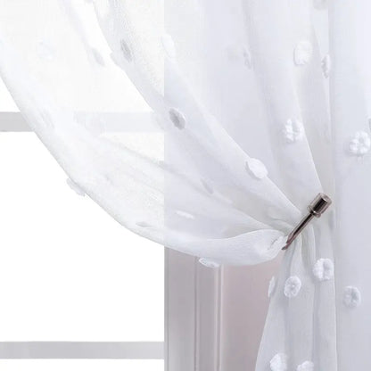 Boho Floral Textured Sheer Curtains for Living Room
