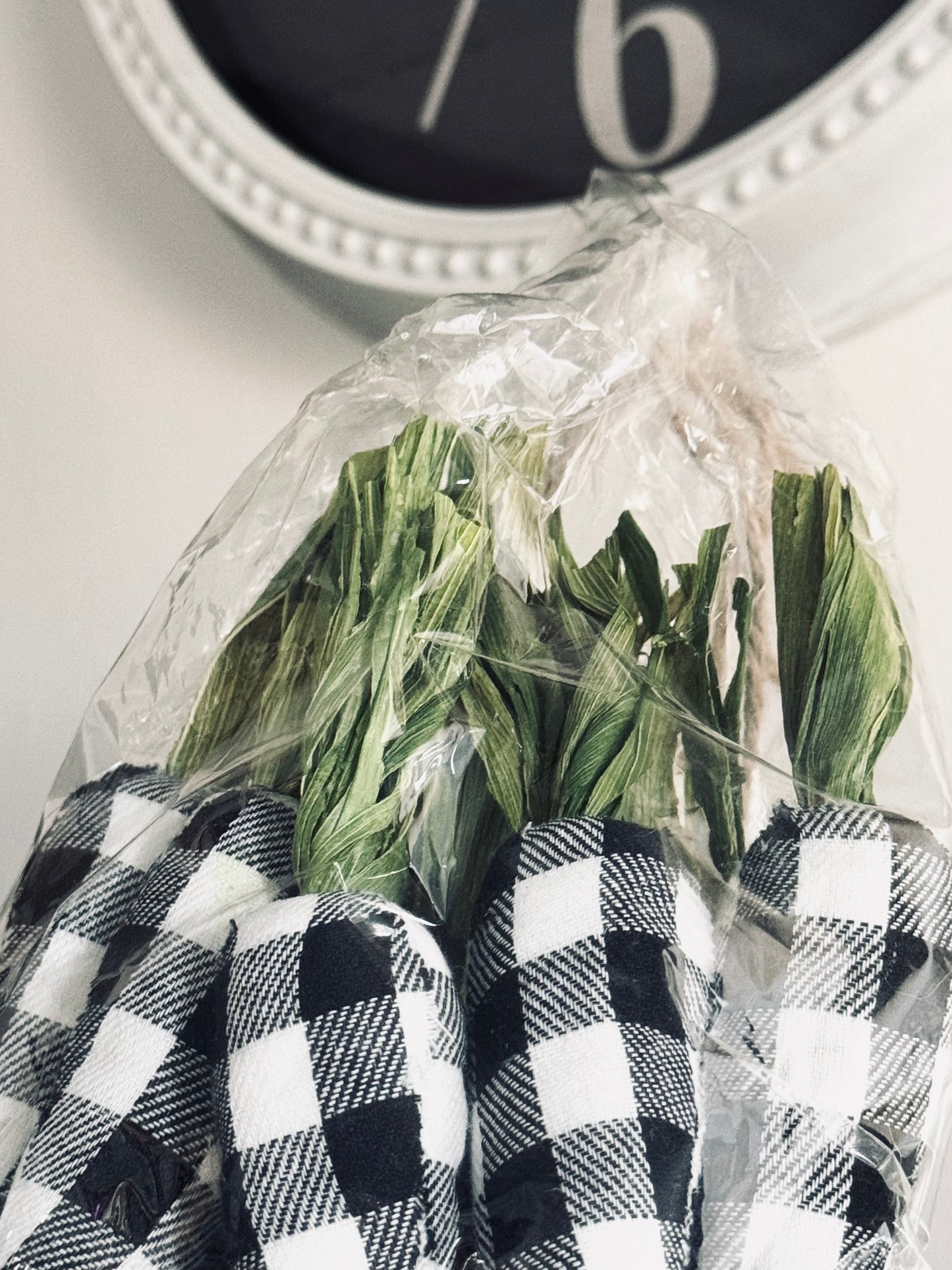 Set of Eight, Black & White Buffalo Plaid Carrots