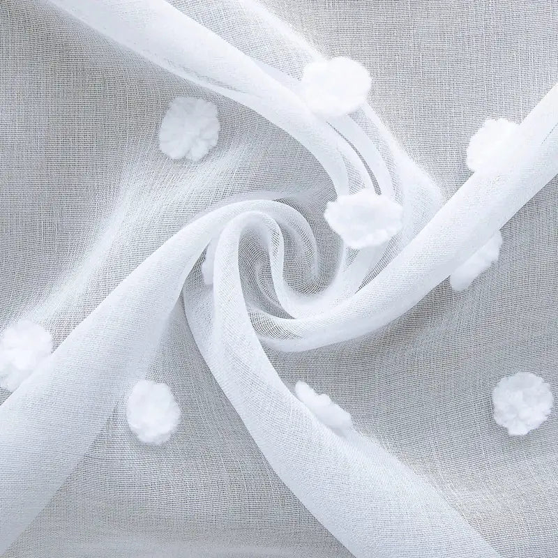 Boho Floral Textured Sheer Curtains for Living Room