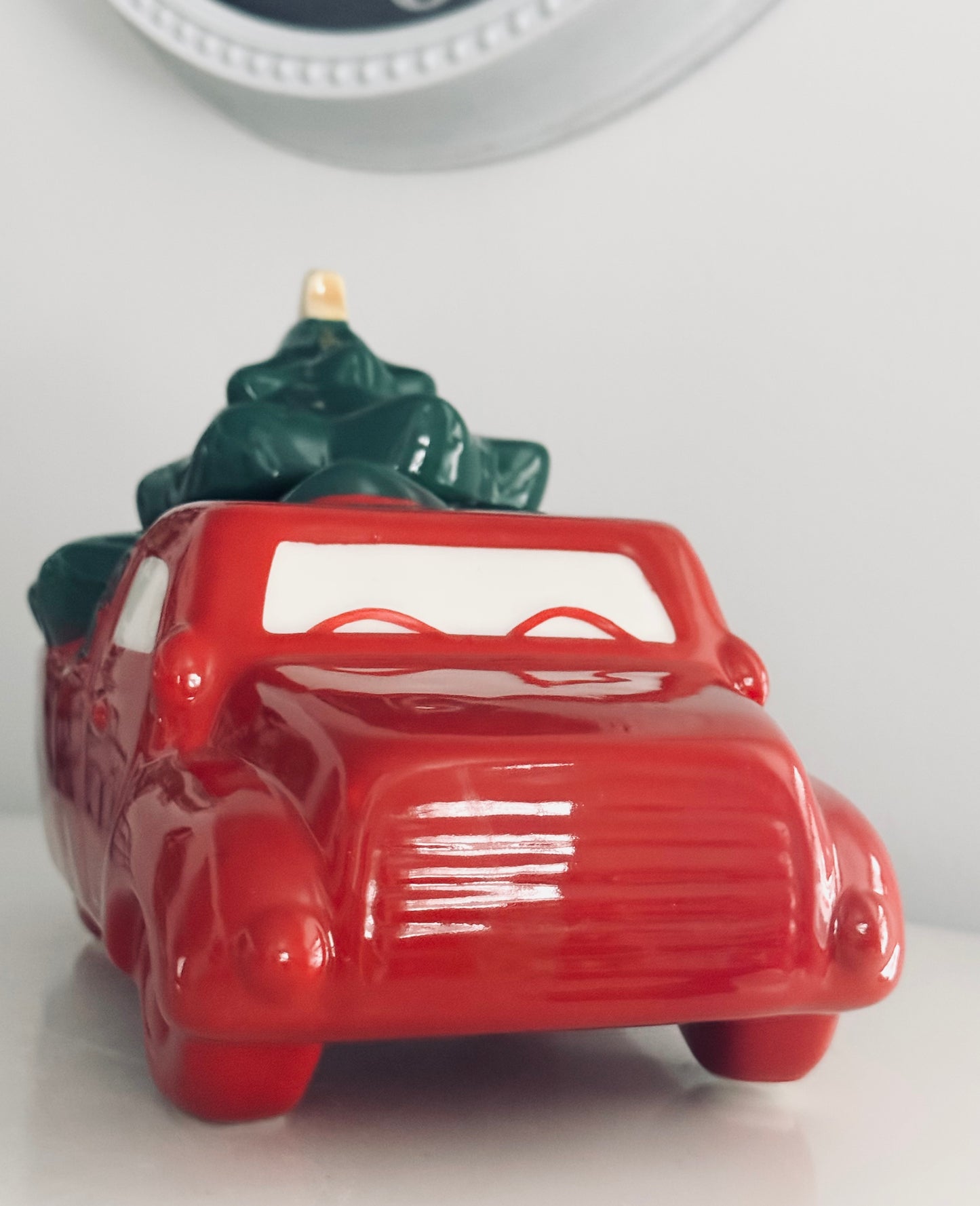 Rae Dunn by Magenta, Red Truck Carrying Christmas Tree Cookie Jar with Lid