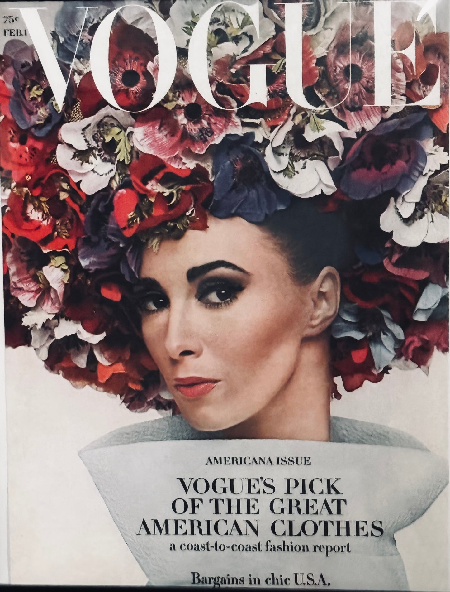 Vintage Vogue Magazine Archive February 1, 1964 Print on Card stock Framed Artwork Like New