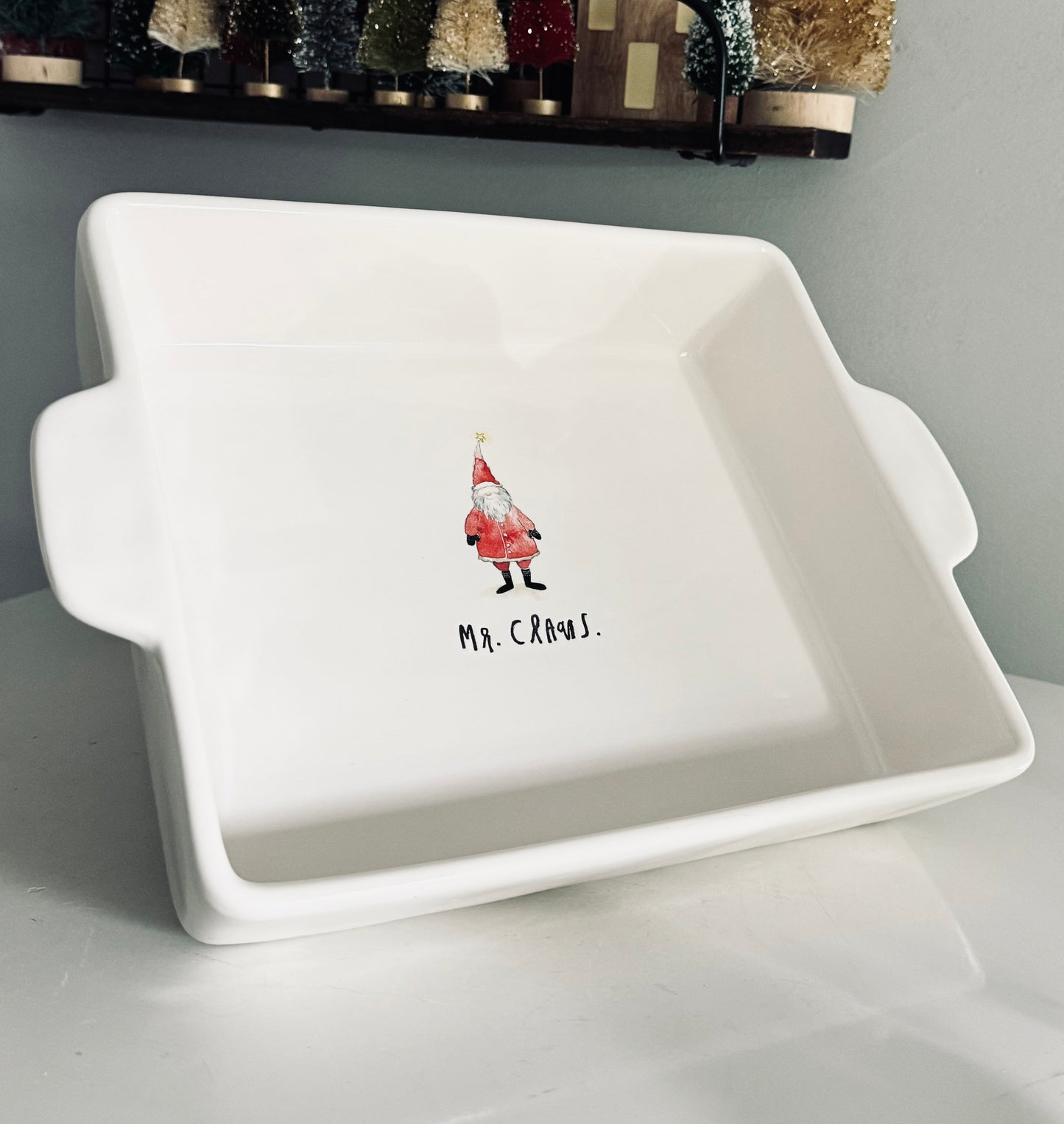 Rae Dunn by Magenta, Ceramic Mr. Claus Large Serveware Baking Dish