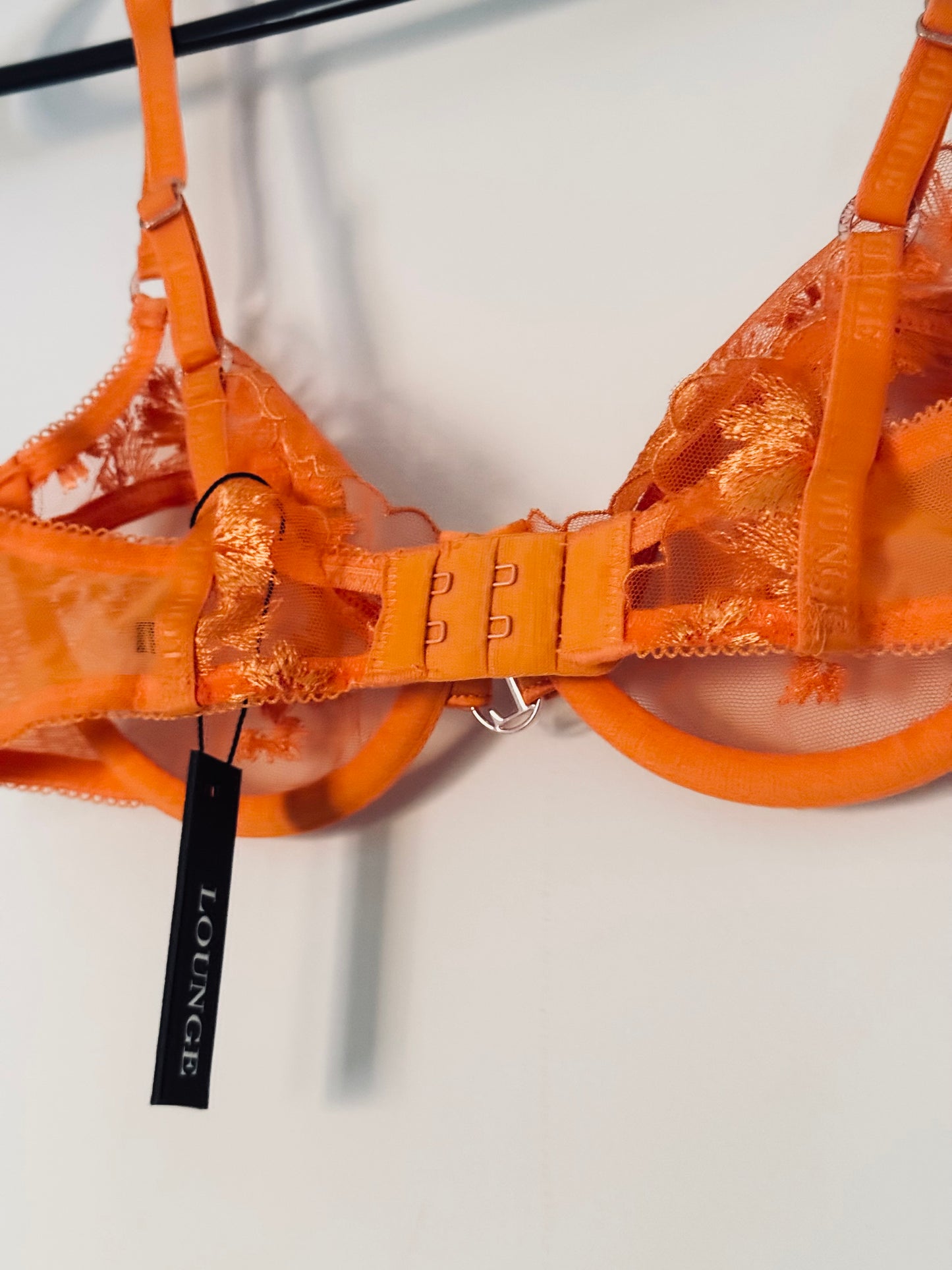 LOUNGE, Sheer Floral Balcony Bra in Orange Lingerie Lace