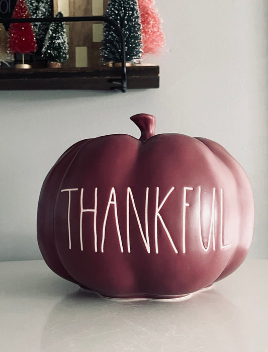 Rae Dunn by Magenta, Medium Burgundy Thankful Pumpkin Home Decor Accent