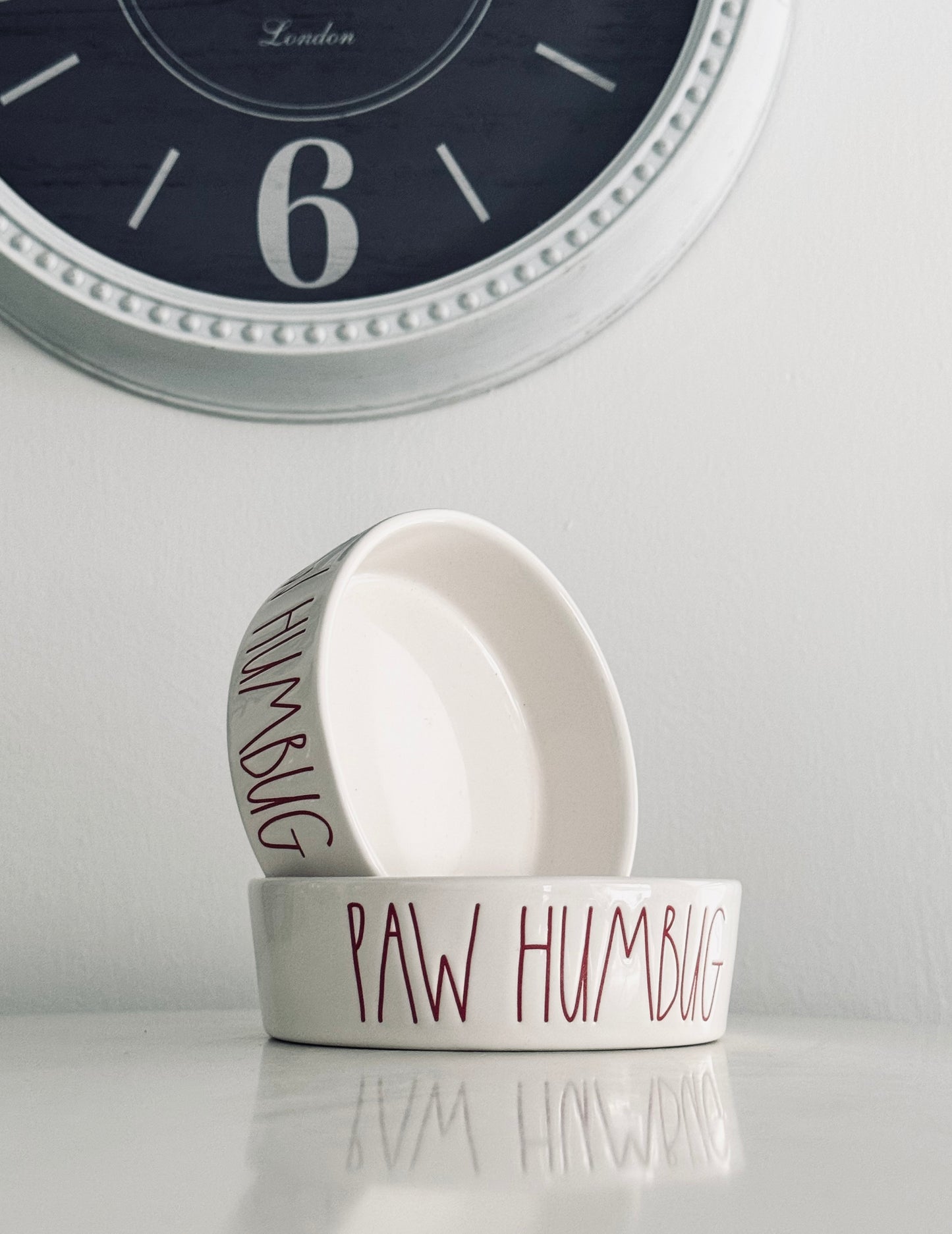 Rae Dunn by Magenta, Set Paw Humbug Pet Bowls Small Dogs Cats Kitchen Accents