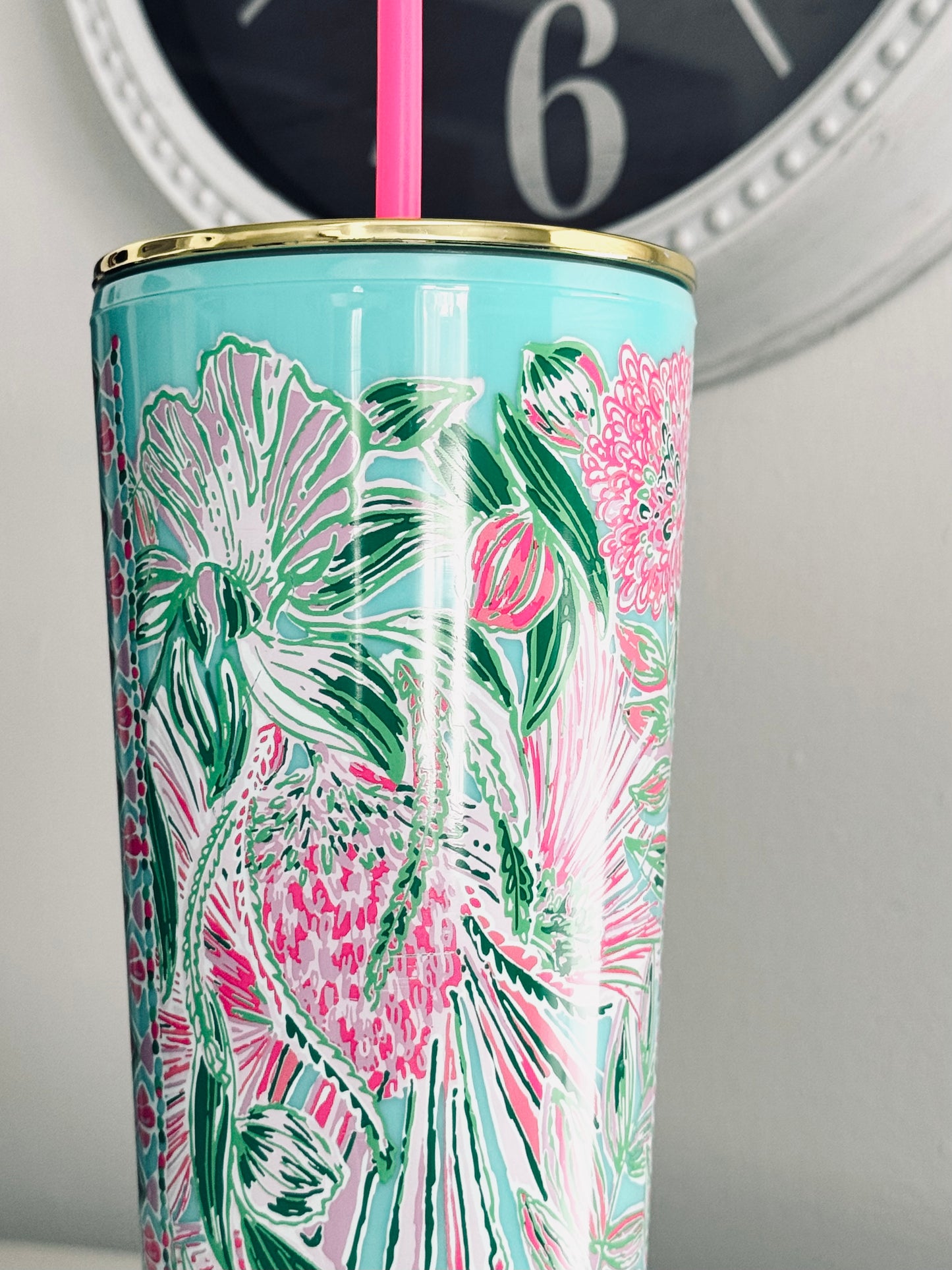 Lilly Pulitzer, Insulated Tumbler Lid & Straw, 24Oz Travel Cup, Style Coming In Hot