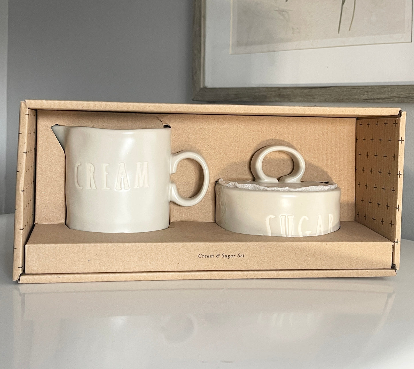 Rae Dunn by Magenta, Gray Cream & Sugar Set Kitchen Accents