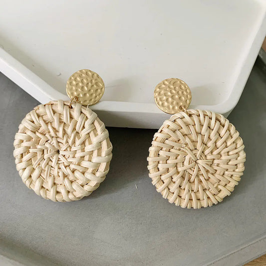 Bohemian Woven Rattan Earrings