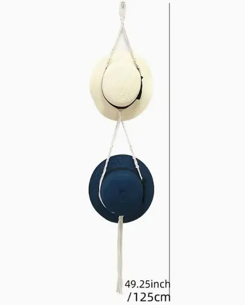 Boho Hat Organizer with Tassels for Home Decor